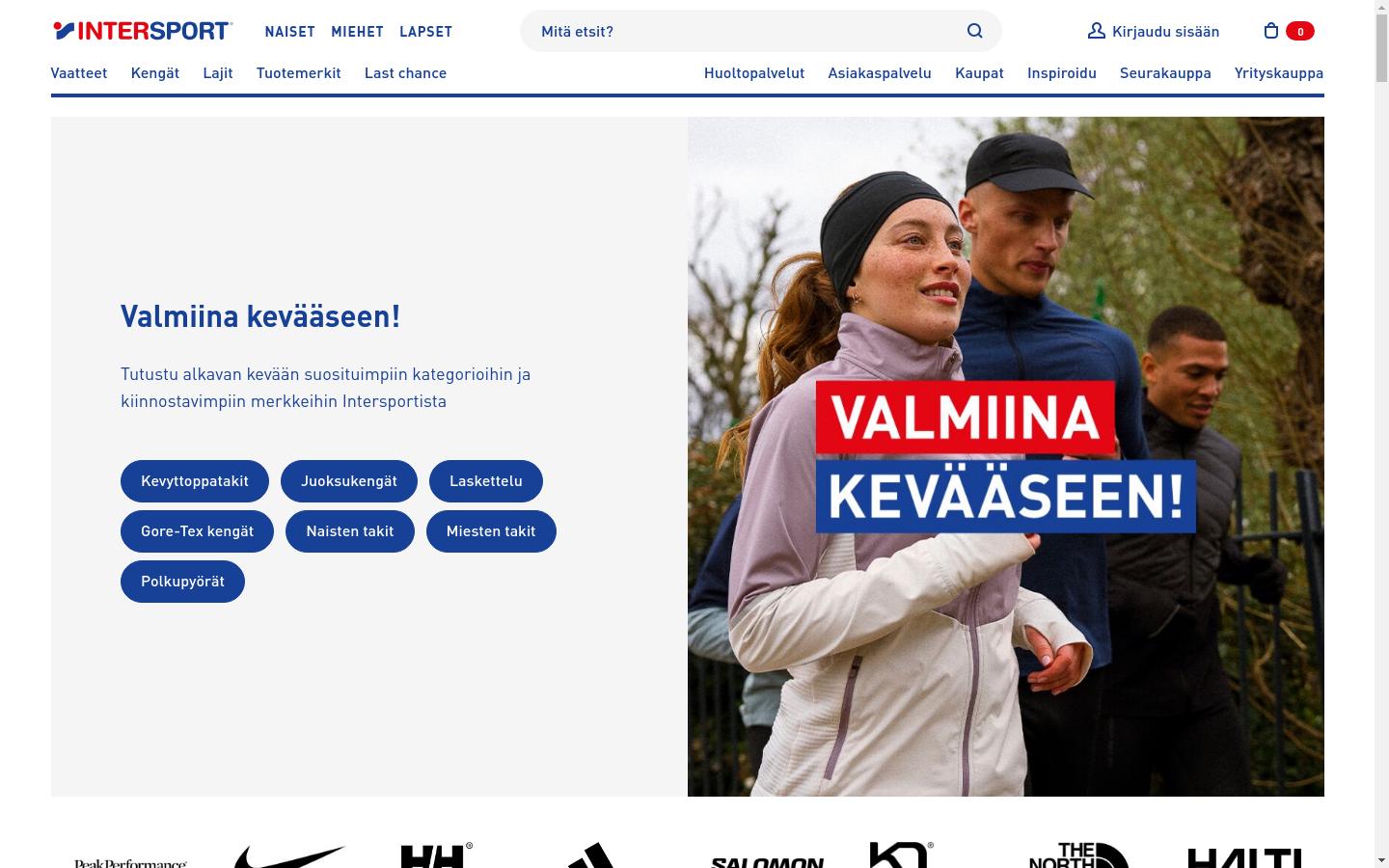 Screenshot of intersport.fi