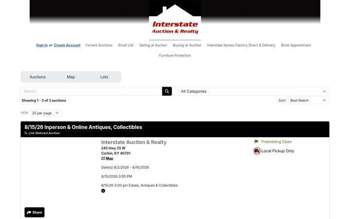 Screenshot of interstateauctionrealty.com