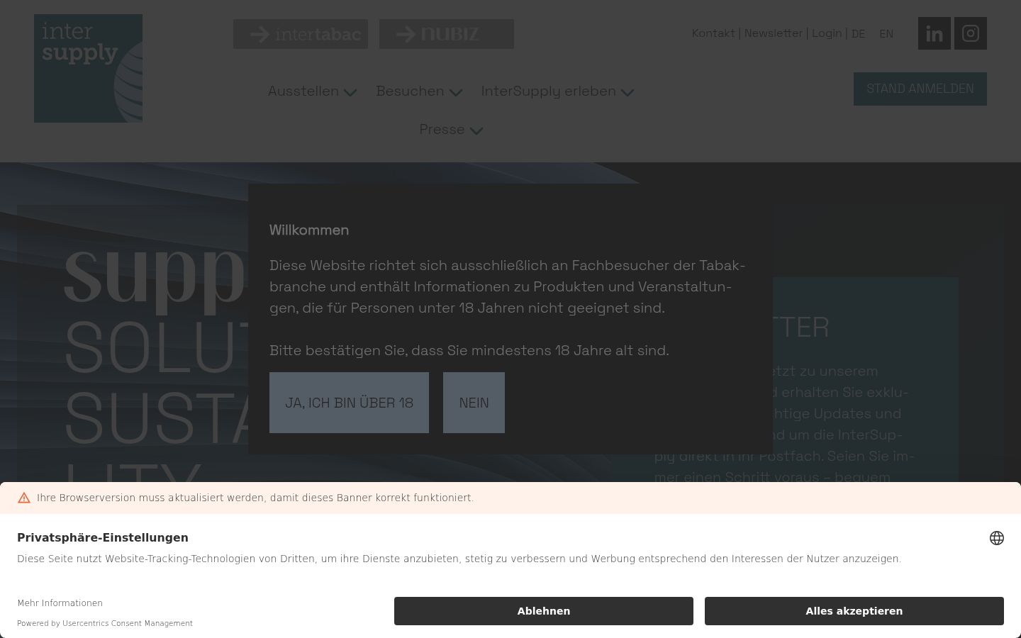 Capture d'écran de la bannière de consentement affichée avant toute interaction