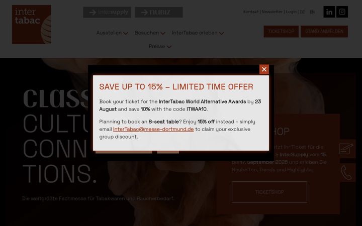 Screenshot of intertabac.de