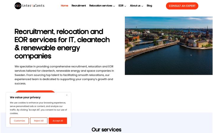 Screenshot of intertalents.se