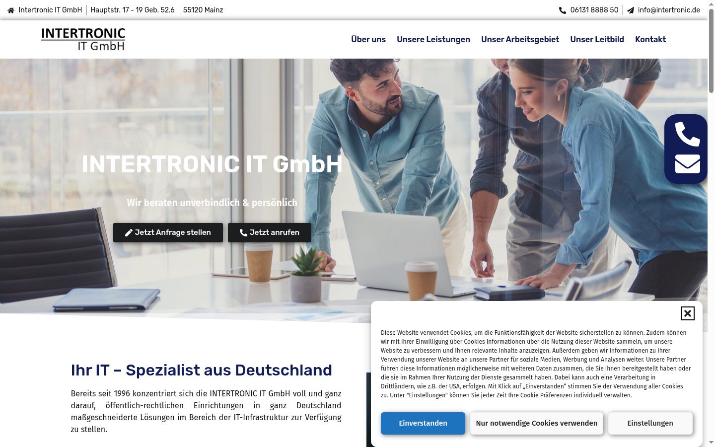 Screenshot del banner di consenso mostrato prima di qualsiasi interazione