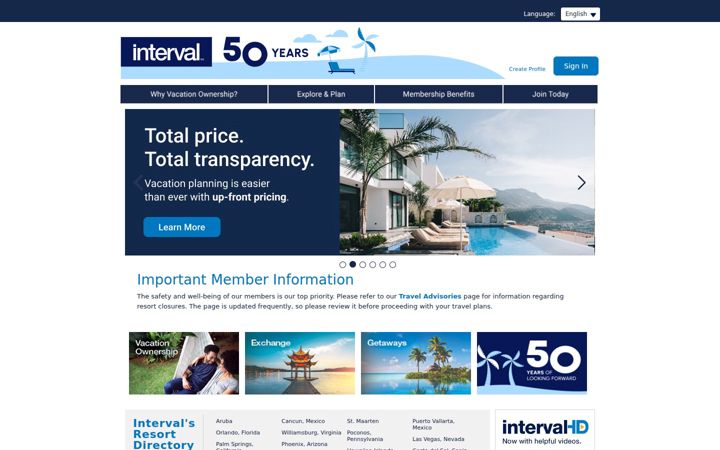 Screenshot of intervalworld.com