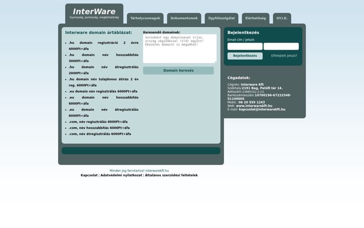 Screenshot of interwarekft.hu