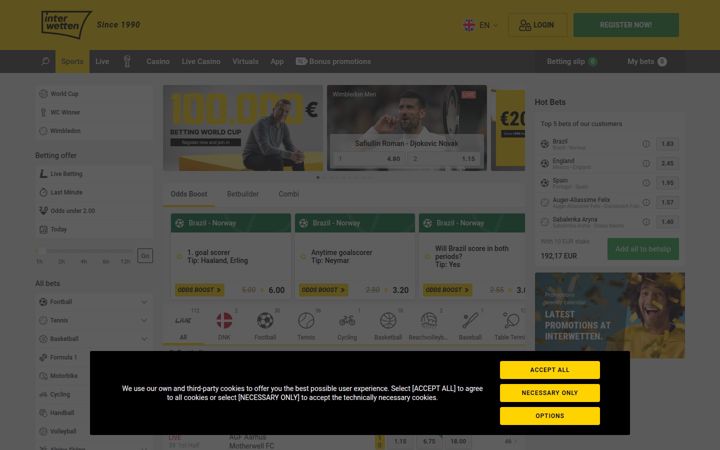 Screenshot van interwetten.com