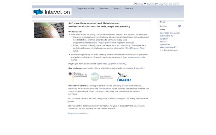Screenshot of intevation.org