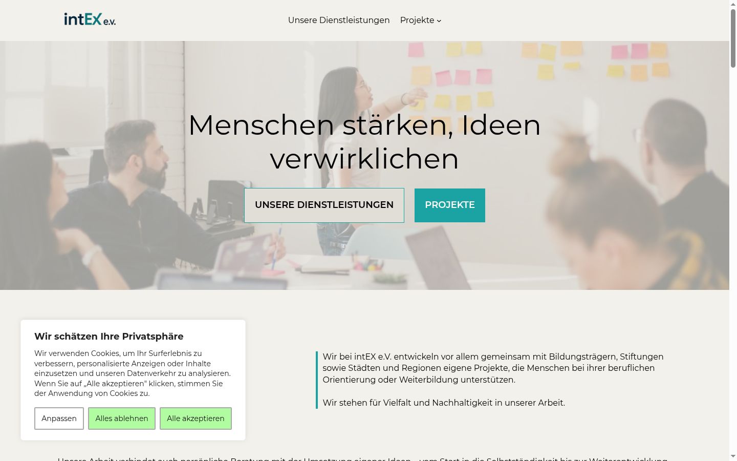 Screenshot of the consent banner shown before any interaction