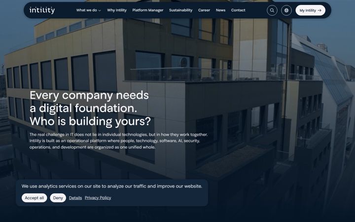 Screenshot von intility.com
