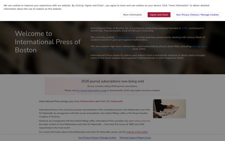 Screenshot of intlpress.com