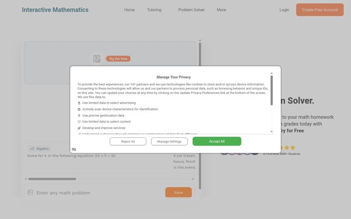 Screenshot of intmath.com