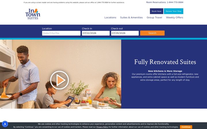 Screenshot of intownsuites.com