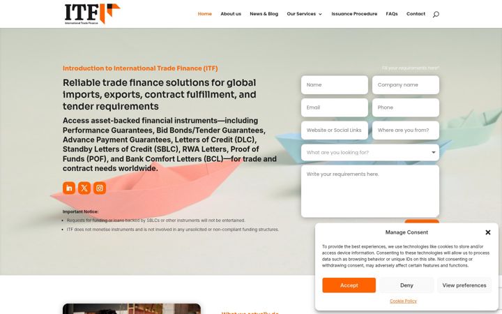 Screenshot of intradefinance.com