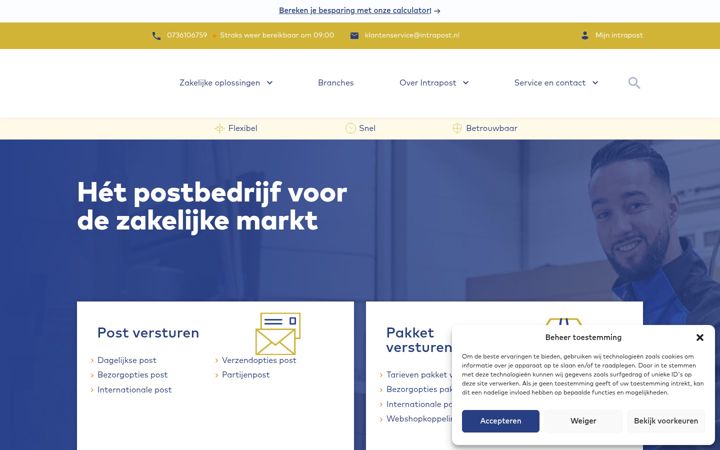 Snímek obrazovky intrapost.nl