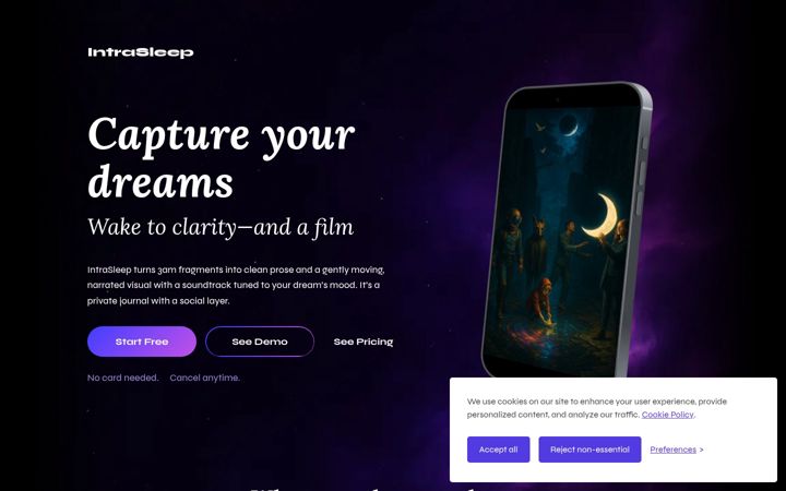 Screenshot of intrasleep.com