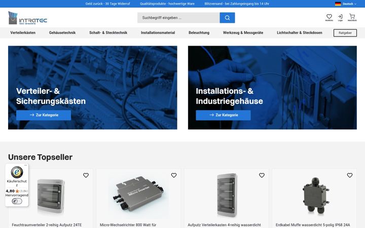 Skærmbillede af intratec-shop.de