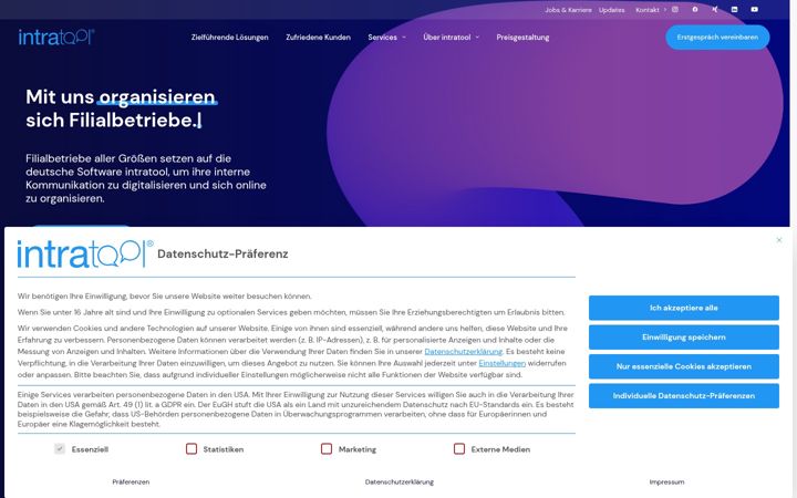 Screenshot of intratool.de