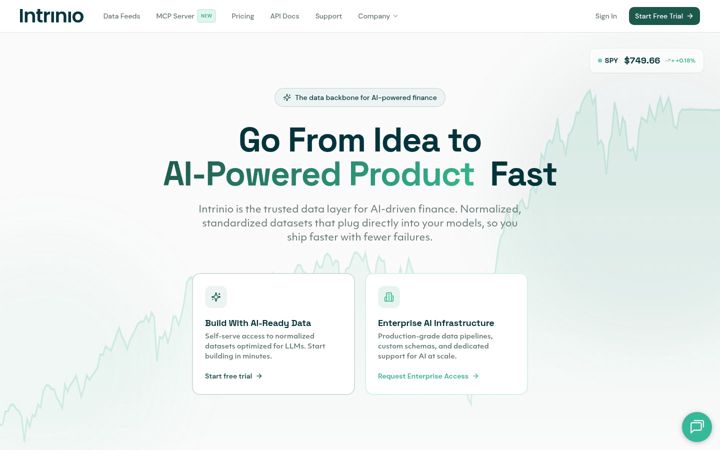 Screenshot of intrinio.com