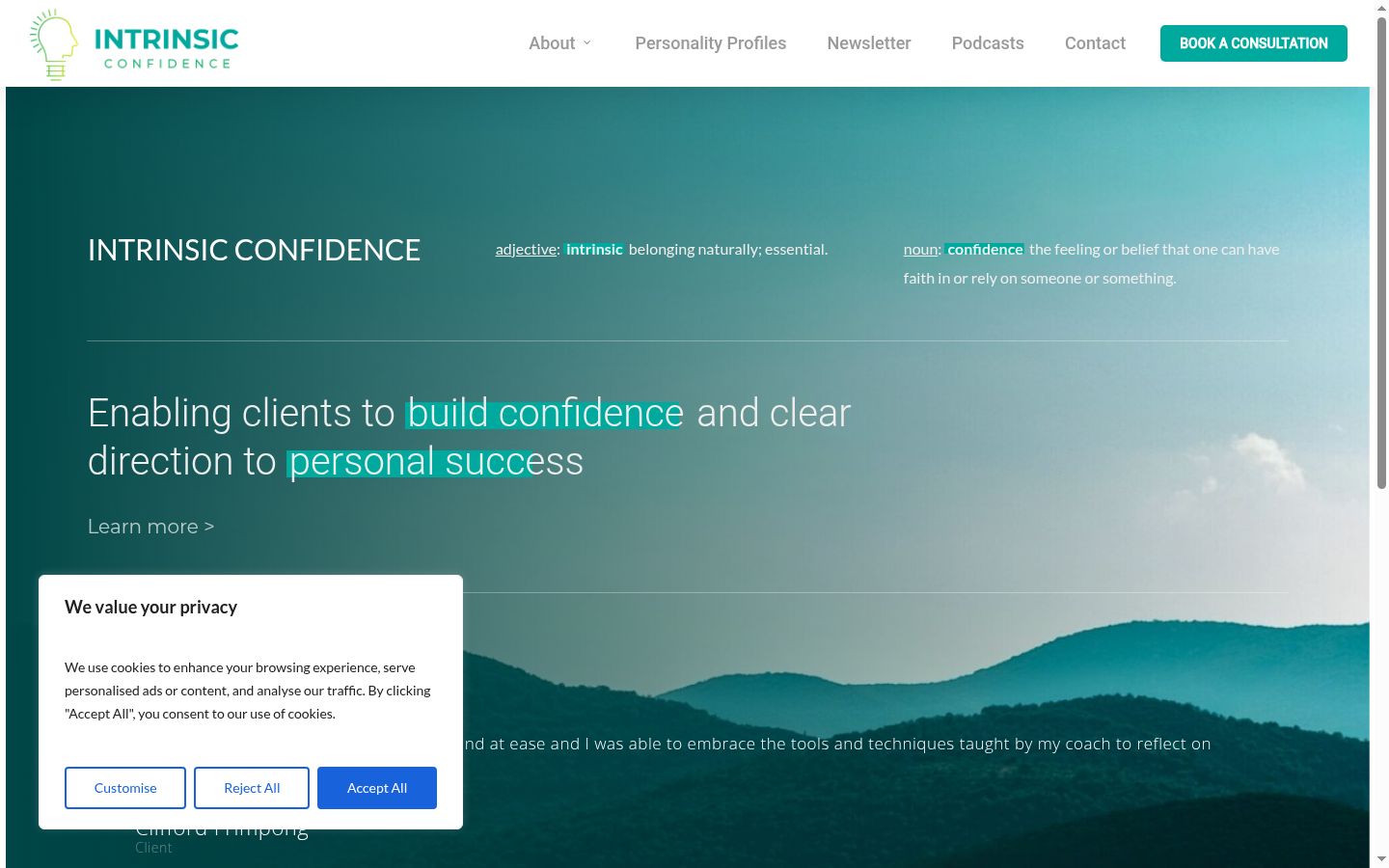 Screenshot del banner di consenso mostrato prima di qualsiasi interazione
