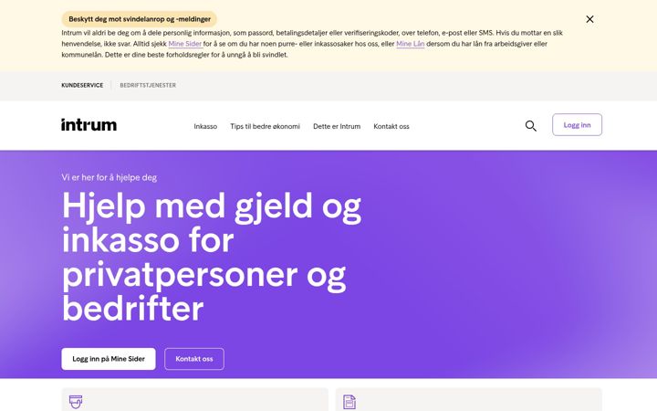 Screenshot of intrum.no