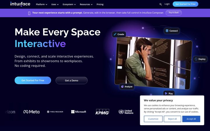 Screenshot of intuiface.com