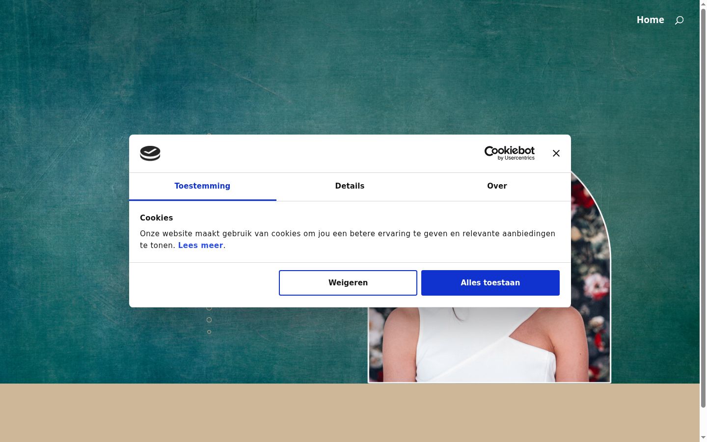 Screenshot van de toestemmingsbanner zoals getoond vóór enige interactie