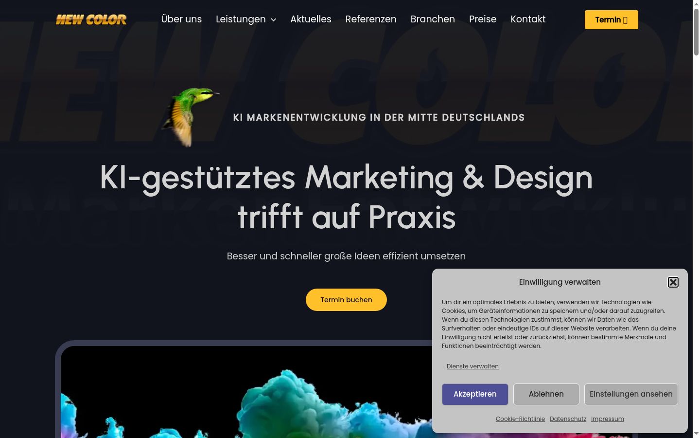 Screenshot of the consent banner shown before any interaction