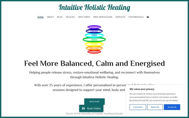 Screenshot of intuitiveholistichealing.co.uk