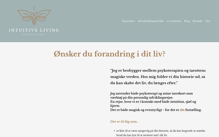 Captură de ecran a intuitiveliving.dk
