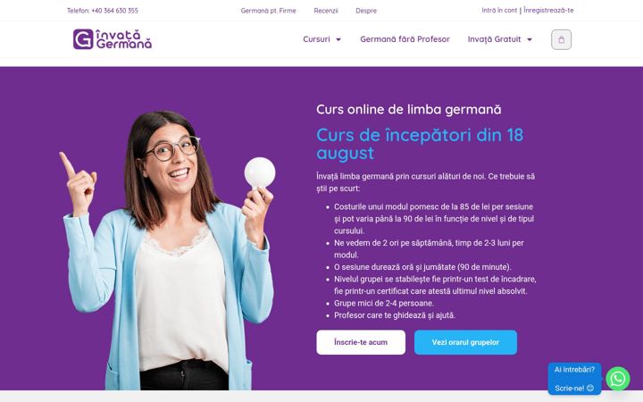 Screenshot of invatagermana.ro