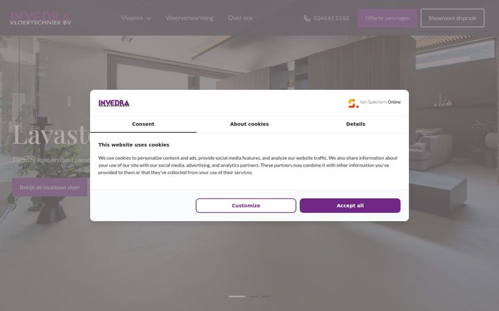 Screenshot of invedra.nl