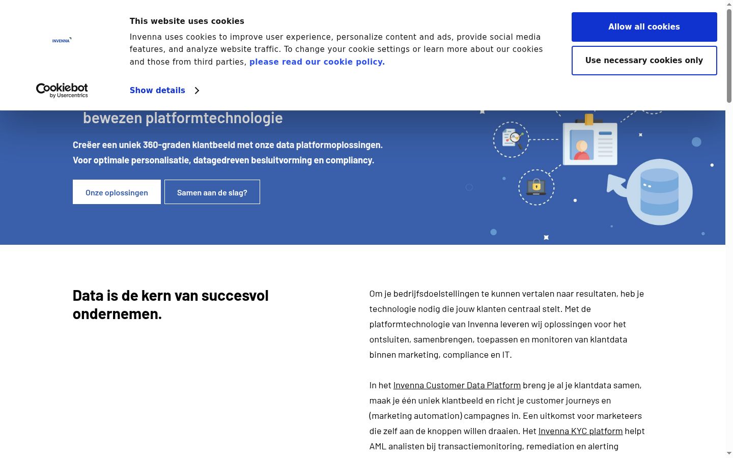 Screenshot des Einwilligungsbanners vor jeglicher Interaktion