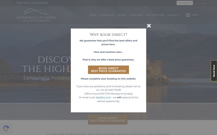 Screenshot of invernesscitysuites.com