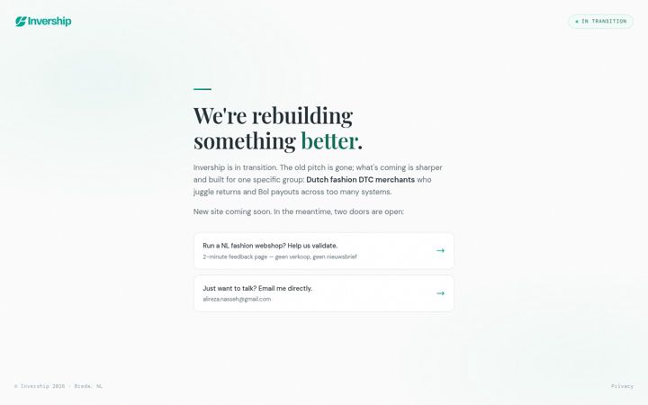 Screenshot of invership.com