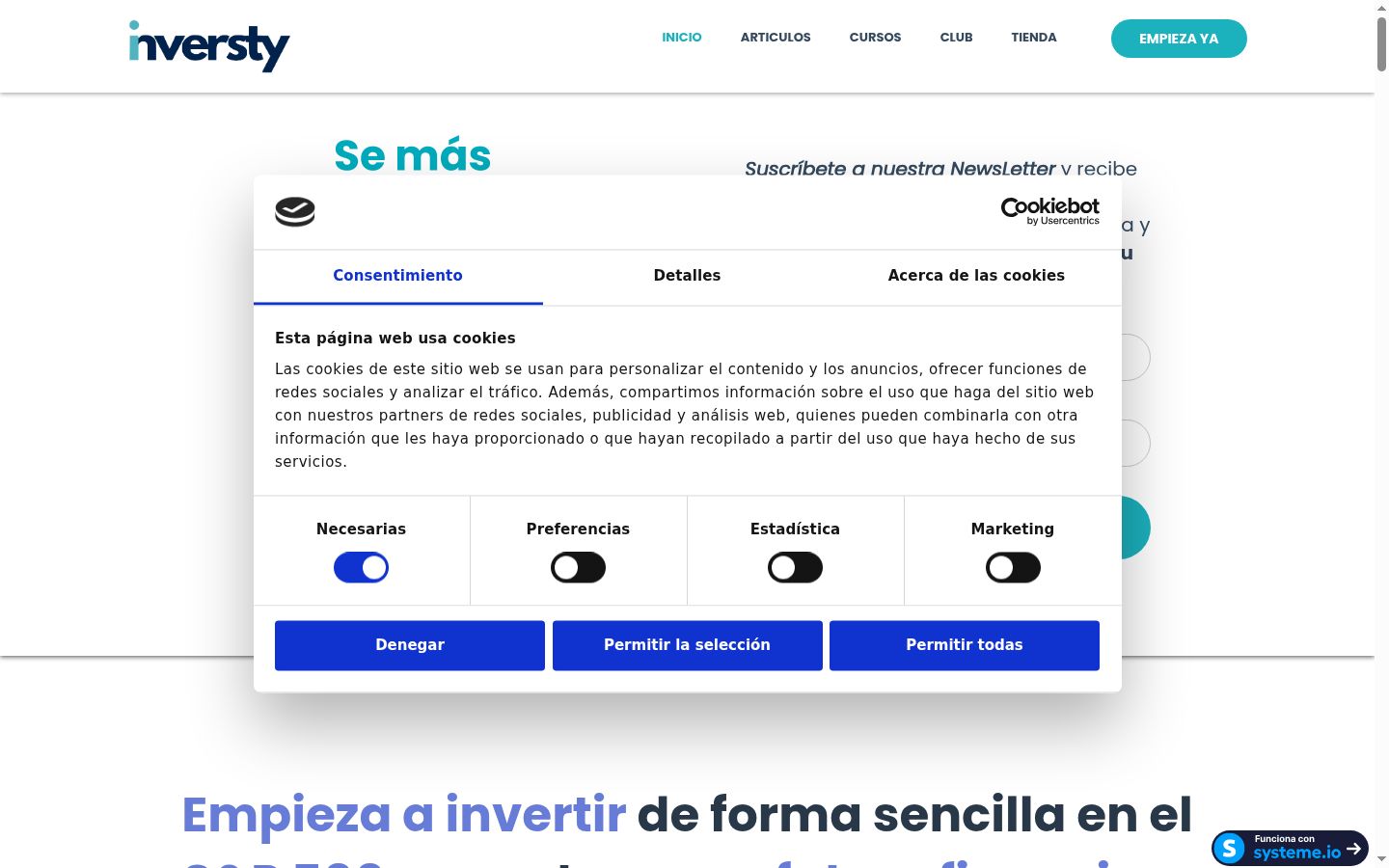 Sutikimo reklamjuostės, rodytos prieš bet kokią sąveiką, ekrano kopija