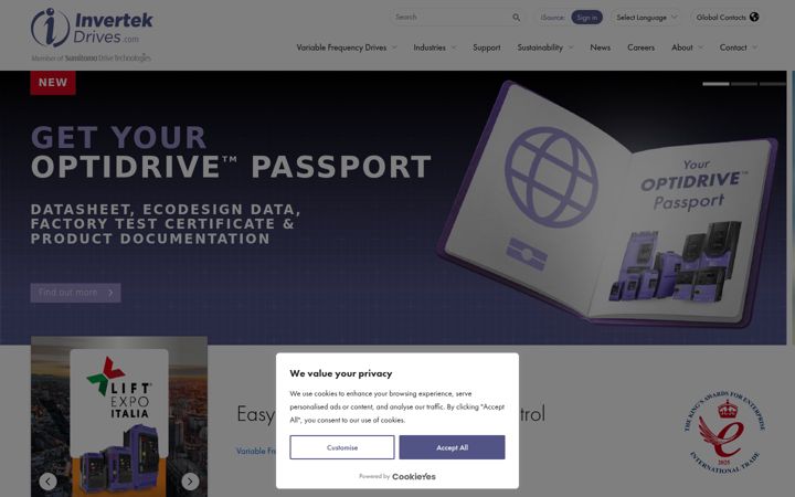 Skärmbild av invertekdrives.com