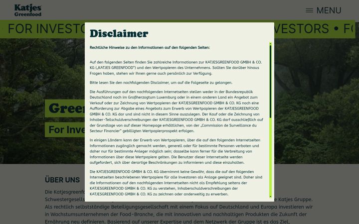 Screenshot of invest-katjesgreenfood.de