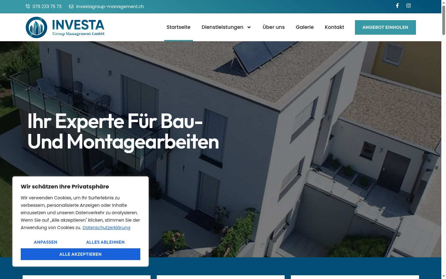 Screenshot del banner di consenso mostrato prima di qualsiasi interazione