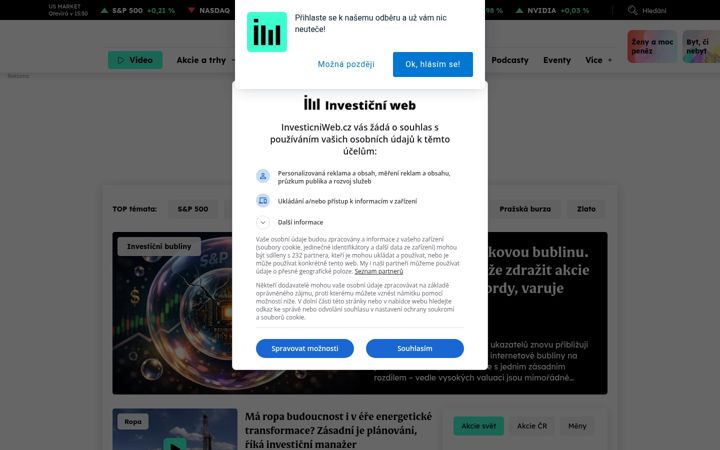 Екранна снимка на investicniweb.cz