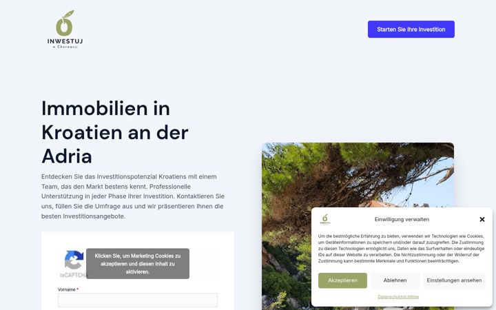 Screenshot of investiereinkroatien.de