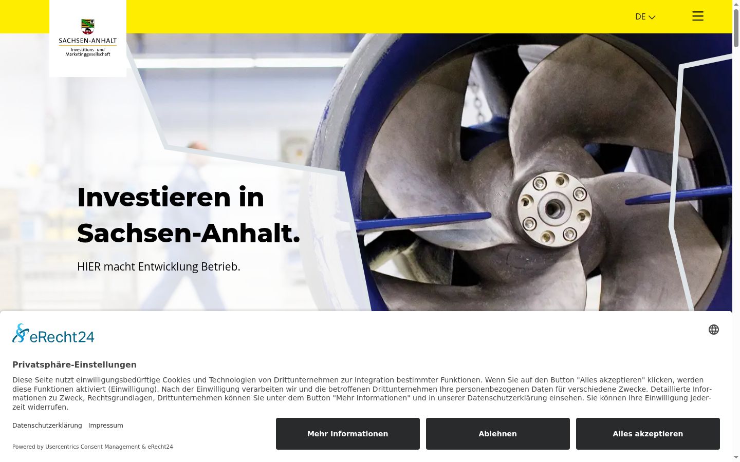 Screenshot of the consent banner shown before any interaction