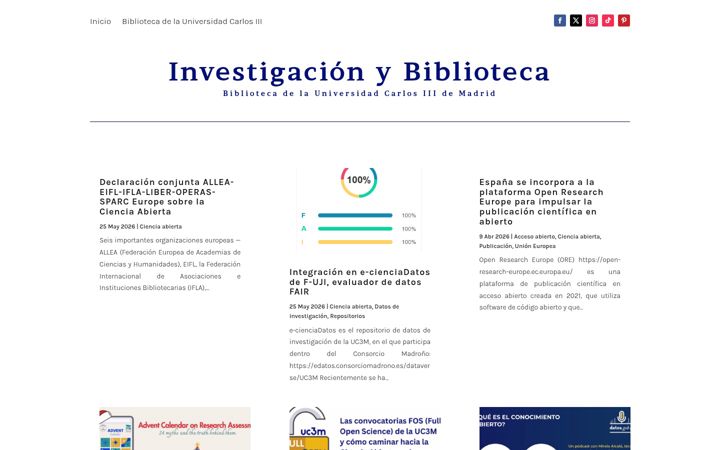 Screenshot of investigacionybiblioteca.uc3m.es