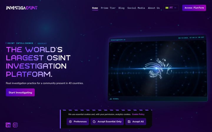 Screenshot of investigaosint.com.br