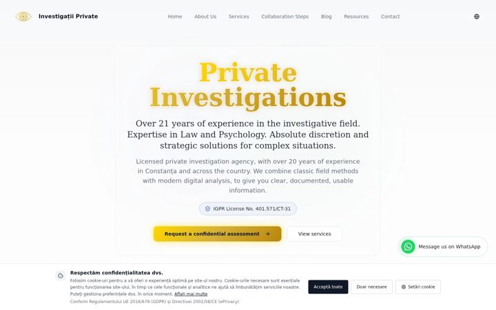 Screenshot of investigatiiprivate.ro