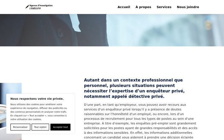 Screenshot of investigationexecutif.com