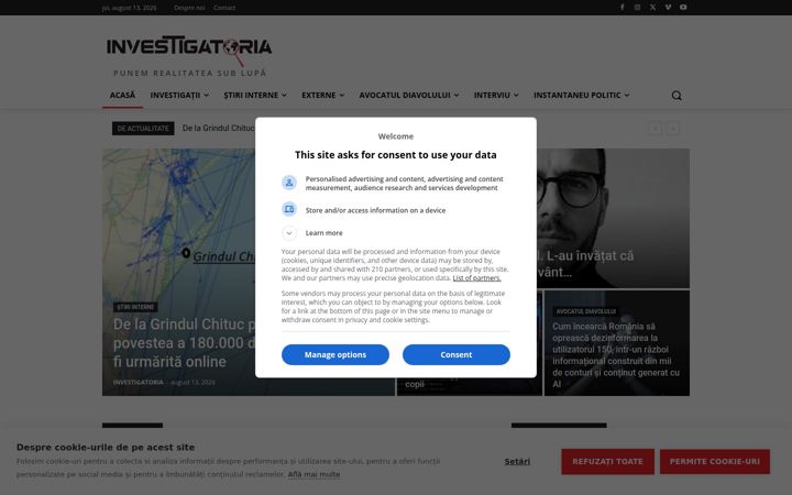 Screenshot of investigatoria.ro
