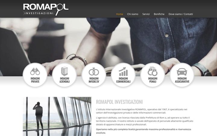 Screenshot of investigazioniromapol.com