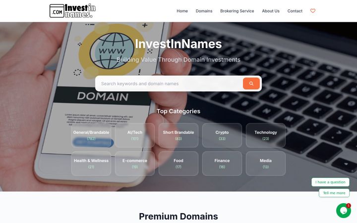 Screenshot of investinnames.com