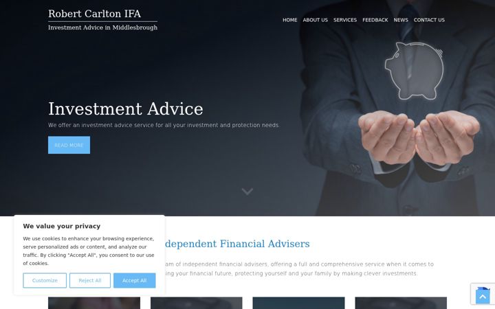 Screenshot of investmentadvicemiddlesbrough.co.uk