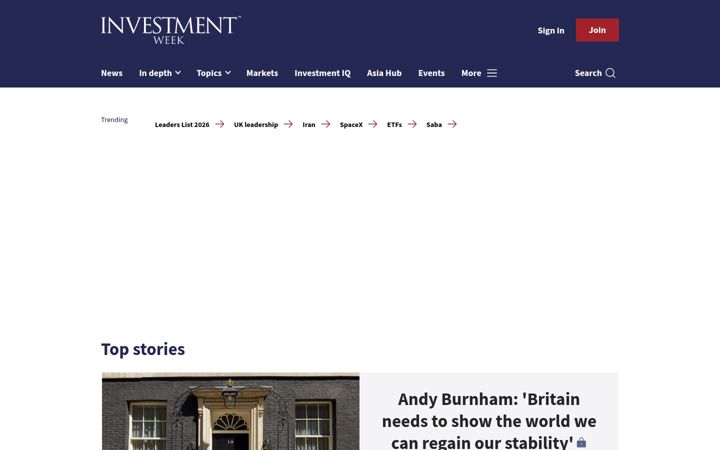 Screenshot of investmentweek.co.uk