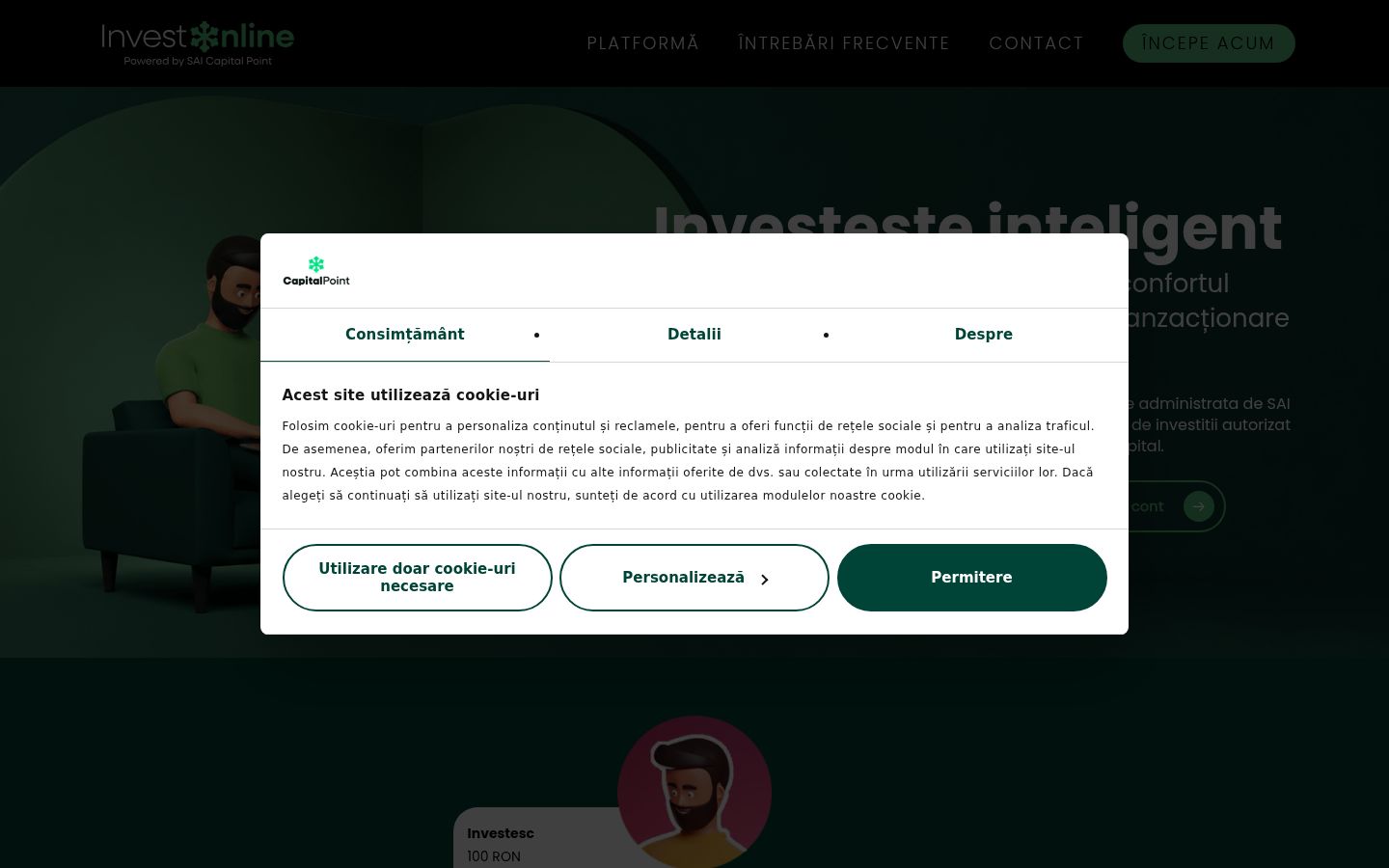 Snímka obrazovky banera súhlasu zobrazeného pred akoukoľvek interakciou